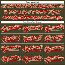 Load image into Gallery viewer, Custom Olive City Cream Pinstripe Red Authentic Salute To Service Baseball Jersey