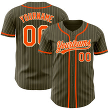 Load image into Gallery viewer, Custom Olive City Cream Pinstripe Orange Authentic Salute To Service Baseball Jersey