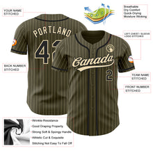 Load image into Gallery viewer, Custom Olive City Cream Pinstripe Black Authentic Salute To Service Baseball Jersey