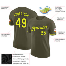 Load image into Gallery viewer, Custom Olive Neon Yellow-Black Performance Salute To Service T-Shirt