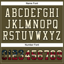Load image into Gallery viewer, Custom Olive Vintage USA Flag Cream-Black Mesh Authentic Salute To Service Football Jersey