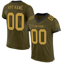 Load image into Gallery viewer, Custom Olive Old Gold-Black Mesh Authentic Salute To Service Football Jersey