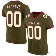 Load image into Gallery viewer, Custom Olive Cream-Burgundy Mesh Authentic Salute To Service Football Jersey