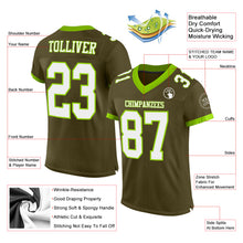 Load image into Gallery viewer, Custom Olive White-Neon Green Mesh Authentic Salute To Service Football Jersey
