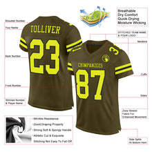 Load image into Gallery viewer, Custom Olive Neon Yellow-Black Mesh Authentic Salute To Service Football Jersey