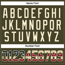 Load image into Gallery viewer, Custom Olive Vintage USA Flag Cream-Black Salute To Service Hockey Lace Neck Jersey