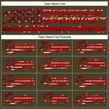 Load image into Gallery viewer, Custom Olive Vintage USA Flag Red-Cream Salute To Service Hockey Lace Neck Jersey