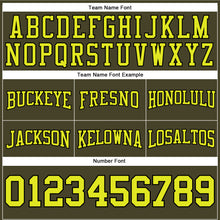 Load image into Gallery viewer, Custom Stitched Olive Neon Yellow-Black Football Pullover Sweatshirt Salute To Service Hoodie