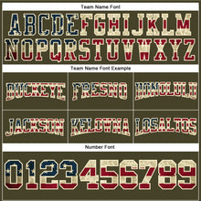 Load image into Gallery viewer, Custom Stitched Olive Vintage USA Flag Cream-Crimson Football Pullover Sweatshirt Salute To Service Hoodie