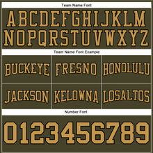 Load image into Gallery viewer, Custom Stitched Olive Old Gold-Black Football Pullover Sweatshirt Salute To Service Hoodie