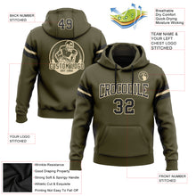 Load image into Gallery viewer, Custom Stitched Olive Black-City Cream Football Pullover Sweatshirt Salute To Service Hoodie