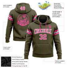 Load image into Gallery viewer, Custom Stitched Olive Pink-White Football Pullover Sweatshirt Salute To Service Hoodie