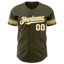 Load image into Gallery viewer, Custom Olive White-Old Gold Authentic Salute To Service Baseball Jersey