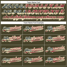 Load image into Gallery viewer, Custom Olive Vintage USA Flag Cream-Crimson Authentic Salute To Service Baseball Jersey