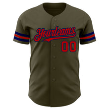 Load image into Gallery viewer, Custom Olive Red-Navy Authentic Salute To Service Baseball Jersey