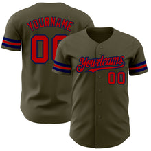 Load image into Gallery viewer, Custom Olive Red-Navy Authentic Salute To Service Baseball Jersey