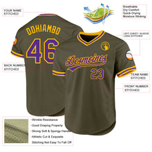 Load image into Gallery viewer, Custom Olive Purple-Gold Authentic Throwback Salute To Service Baseball Jersey