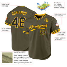 Load image into Gallery viewer, Custom Olive Black-Gold Authentic Throwback Salute To Service Baseball Jersey