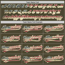 Load image into Gallery viewer, Custom Olive Vintage USA Flag Cream-Black Authentic Throwback Salute To Service Baseball Jersey