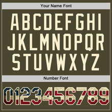 Load image into Gallery viewer, Custom Olive Vintage USA Flag Cream-Black Authentic Throwback Salute To Service Baseball Jersey