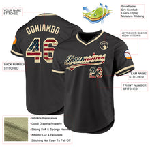 Load image into Gallery viewer, Custom Olive Vintage USA Flag Cream-Black Authentic Throwback Salute To Service Baseball Jersey