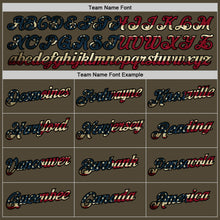 Load image into Gallery viewer, Custom Olive Vintage USA Flag Black-Old Gold Authentic Throwback Salute To Service Basketball Jersey