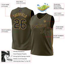 Load image into Gallery viewer, Custom Olive Black-Old Gold Authentic Throwback Salute To Service Basketball Jersey