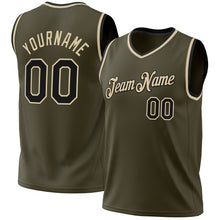 Load image into Gallery viewer, Custom Olive Black-Cream Authentic Throwback Salute To Service Basketball Jersey