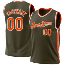 Load image into Gallery viewer, Custom Olive Orange-White Authentic Throwback Salute To Service Basketball Jersey