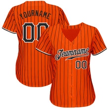 Load image into Gallery viewer, Custom Orange Black Pinstripe Black-White Authentic Baseball Jersey