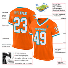 Load image into Gallery viewer, Custom Orange White-Teal Mesh Authentic Throwback Football Jersey