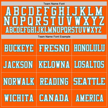 Load image into Gallery viewer, Custom Orange White-Teal Mesh Authentic Throwback Football Jersey