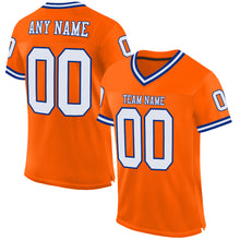 Load image into Gallery viewer, Custom Orange White-Royal Mesh Authentic Throwback Football Jersey