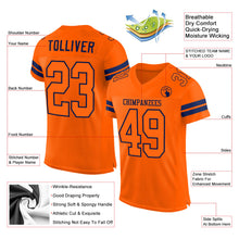 Load image into Gallery viewer, Custom Orange Orange-Navy Mesh Authentic Football Jersey