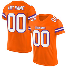 Load image into Gallery viewer, Custom Orange White-Purple Mesh Authentic Football Jersey