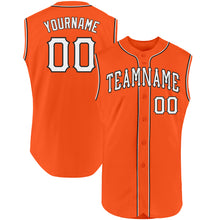 Load image into Gallery viewer, Custom Orange White-Black Authentic Sleeveless Baseball Jersey