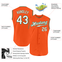Load image into Gallery viewer, Custom Orange White-Kelly Green Authentic Sleeveless Baseball Jersey
