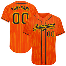 Load image into Gallery viewer, Custom Orange Gold Pinstripe Black-Gold Authentic Baseball Jersey