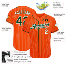 Load image into Gallery viewer, Custom Orange White Pinstripe Green-White Authentic Baseball Jersey