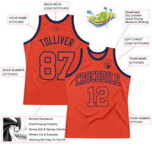 Load image into Gallery viewer, Custom Orange Orange-Navy Authentic Throwback Basketball Jersey