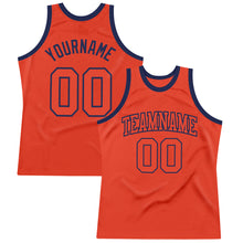 Load image into Gallery viewer, Custom Orange Orange-Navy Authentic Throwback Basketball Jersey