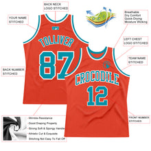 Load image into Gallery viewer, Custom Orange Teal-White Authentic Throwback Basketball Jersey