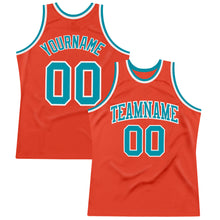Load image into Gallery viewer, Custom Orange Teal-White Authentic Throwback Basketball Jersey