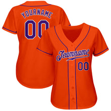 Load image into Gallery viewer, Custom Orange Purple-White Authentic Baseball Jersey