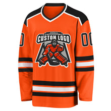 Load image into Gallery viewer, Custom Orange Black-White Hockey Jersey