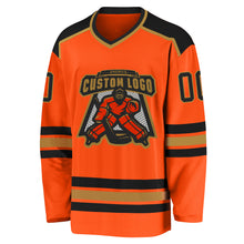 Load image into Gallery viewer, Custom Orange Black-Old Gold Hockey Jersey