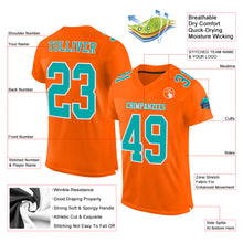 Load image into Gallery viewer, Custom Orange Aqua-White Mesh Authentic Football Jersey