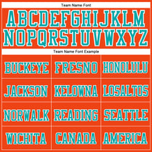 Load image into Gallery viewer, Custom Orange Aqua-White Stitched Cuffed Knit Hat