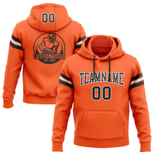 Load image into Gallery viewer, Custom Stitched Orange Black-White Football Pullover Sweatshirt Hoodie