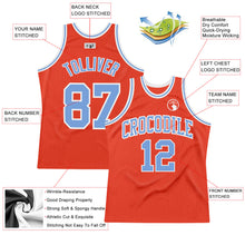 Load image into Gallery viewer, Custom Orange Light Blue-White Authentic Throwback Basketball Jersey